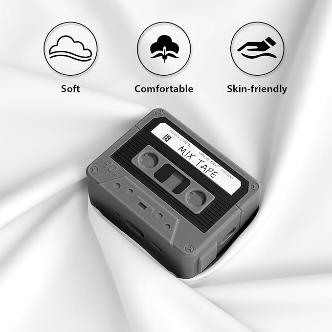 AirPods Pro 3 Case Cover, KOREDA Funny Cassette Tape Design Case for Airpods Pro 3rd Generation 2025, Cute Cartoon Fashion Silicone Protective Case for Women Men (Black)