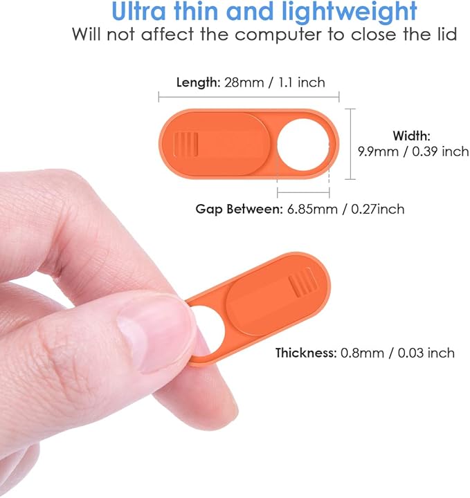 Laptop Camera Cover Slide 0.028-Inch Ultra-Thin Webcam Cover Blocker for MacBook, iMac, Laptop, Desktop, PC, iPad, Smart Phone Protect Your Privacy and Security（Orange/Yellow/Purple-3 Pack）