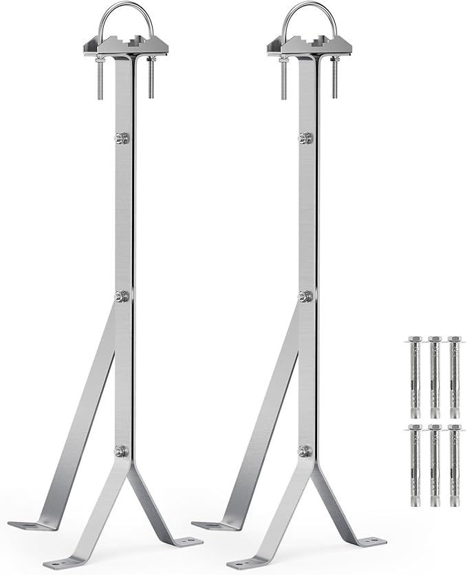 24 Inch Antenna Wall Mount Stainless Steel Stand Off Wall Mast Mount Clamps Windproof Antenna Mounting Bracket (24 inch)