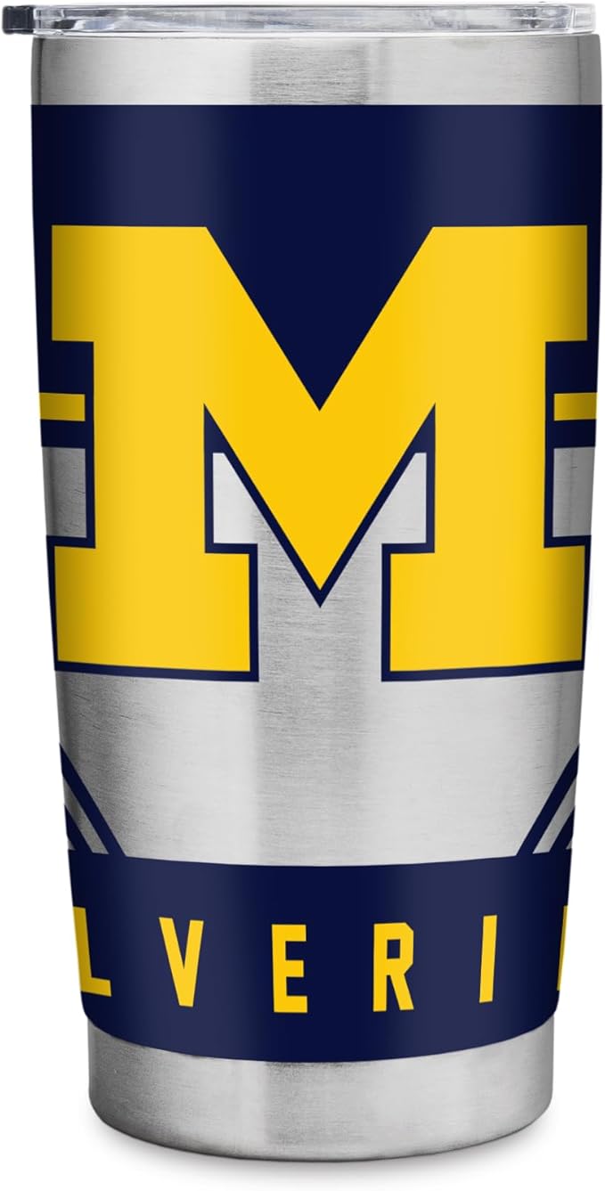 Rico Industries NCAA 20oz Stainless Steel Tumbler with Lid - Great For Coffee, Tea, Water or Cocktails