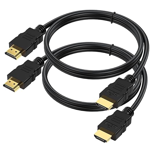 HDMI Cable 4 FT 2-Pack, 4K HDMI TV Cable 4FT, Shielded HDMI 2.0 CL3 Rated Cord for Smart Monitor with Streaming TV, 4K, 1080P@144Hz,ARC & CL3 Rated | for Laptop, Monitor, PS5, PS4, Xbox, Soundbar