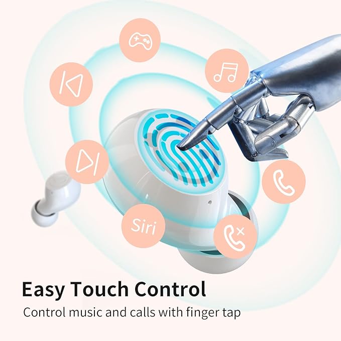Pink Wireless Earbuds for Women,Wireless Bluetooth 5.1 Earphone with Cute Pig Charging Case, CVC 8.0 Noise Reduction 36H Playtime Touch Control IPX5 Waterproof in-Ear Stereo Headphone for Girl.