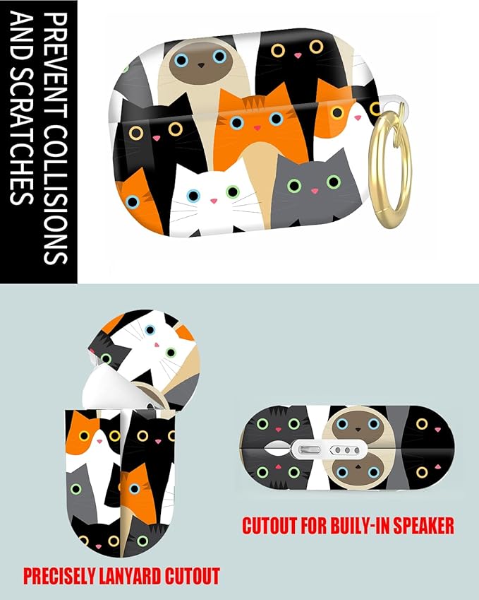 Compatible with Airpod Pro 2nd/1st Generation,Full Protection Cover for Women,Accessories Hard Case Portable & Shockproof for Airpod Pro 2nd Charging Case 2023/2022/2019(Cute Cat)