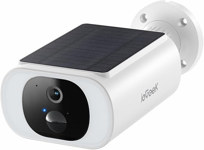 ieGeek Solar Camera Outdoor Wireless, 2K WiFi Battery Powered Cameras System for Home Security with Embedded Solar Panel, AI Motion Detection, Smart Spotlight & Alarm, Color Night Vision,No Hub Needed