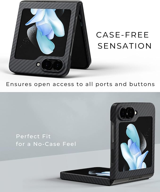 Thinborne Compatible with Samsung Galaxy Z Flip 7 FE Case and Z Flip 6 Case, [600D Aramid Fiber] [Magnetic Charging] [Ultra Thin] [Minimalist Style] [Carbon Fiber Textures]