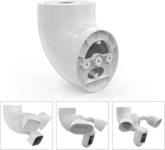 Outdoor Camera Eave Mount Bracket Compatible with R-ing Floodlight Cam Wired Pro/Plus,Blink Wired Floodlight and WYZE Floodlight v2,REOLINK Elite Floodlight WiFi Cameras (White)