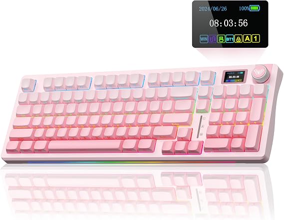 AULA S98 Pro Wireless Mechanical Gaming Keyboard with Screen, Knob, 96 Keys