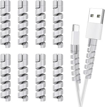 Cable Protector for Phone Pad Notebook Silicone Cord Protector 12 PCS Charger Protectors - Cable Cord Saver for Headphone Laptop Cellphone Cable Accessories (Grey)