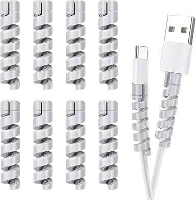 Cable Protector for Phone Pad Notebook Silicone Cord Protector 12 PCS Charger Protectors - Cable Cord Saver for Headphone Laptop Cellphone Cable Accessories (Grey)