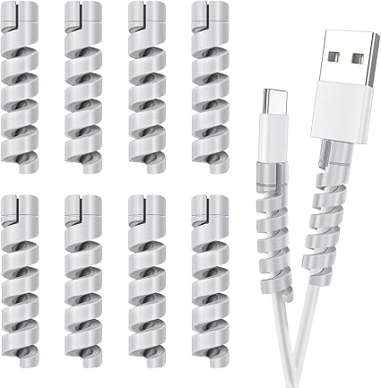 Cable Protector for Phone Pad Notebook Silicone Cord Protector 12 PCS Charger Protectors - Cable Cord Saver for Headphone Laptop Cellphone Cable Accessories (Grey)