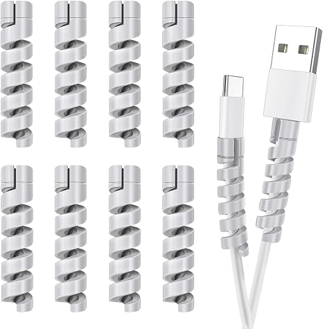 Cable Protector for Phone Pad Notebook Silicone Cord Protector 12 PCS Charger Protectors - Cable Cord Saver for Headphone Laptop Cellphone Cable Accessories (Grey)