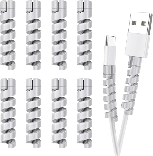 Cable Protector for Phone Pad Notebook Silicone Cord Protector 12 PCS Charger Protectors - Cable Cord Saver for Headphone Laptop Cellphone Cable Accessories (Grey)