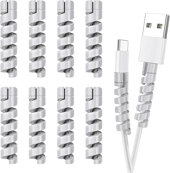 Cable Protector for Phone Pad Notebook Silicone Cord Protector 12 PCS Charger Protectors - Cable Cord Saver for Headphone Laptop Cellphone Cable Accessories (Grey)