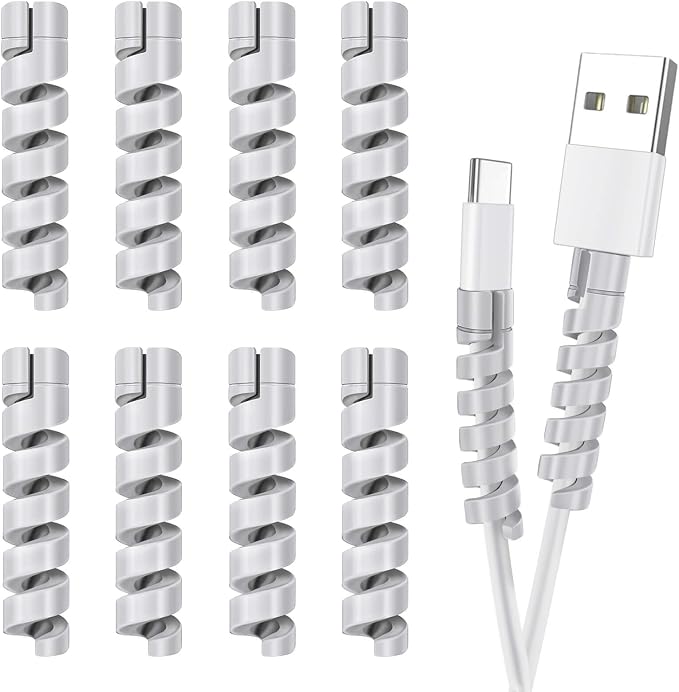 Cable Protector for Phone Pad Notebook Silicone Cord Protector 12 PCS Charger Protectors - Cable Cord Saver for Headphone Laptop Cellphone Cable Accessories (Grey)