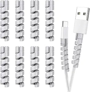 Cable Protector for Phone Pad Notebook Silicone Cord Protector 12 PCS Charger Protectors - Cable Cord Saver for Headphone Laptop Cellphone Cable Accessories (Grey)