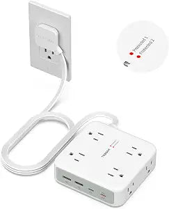 TESSAN Dual Surge Protector Power Strip, 5 Ft Extension Cord Flat Wall Plug