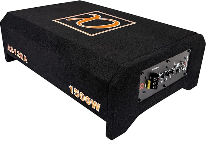 Alphasonik AS120A 12" 1500 Watts with a Built-in Amplifier Down-Firing Shallow Mount Enclosed for Tight Spaces in Cars and Trucks, Slim Thin Loaded Subwoofer Air Tight Sealed Bass Enclosure