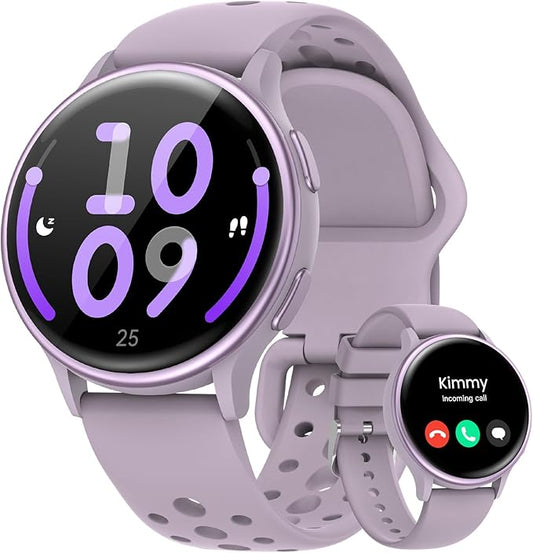 Smart Watches for Women(Answer/Make Calls), 1.27'' AMOLED Screen Activity Trackers with Heart Rate/Sleep/SpO2 Monitor, Smartwatch for iPhone/Samsung/Android,120+ Sport IP68 Fitness Watch 2Bands Purple