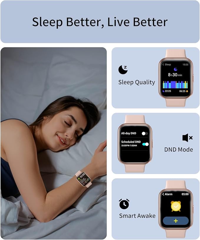 RERE ASW2 Smart Watch (Answer/Make Call), Alexa Built-in, 1.69" Fitness Tracker with 60 Sports Mode, Heart Rate, Blood Oxygen, Sleep Monitor, Fit for Android and iPhone, IP68 Waterproof, Pink