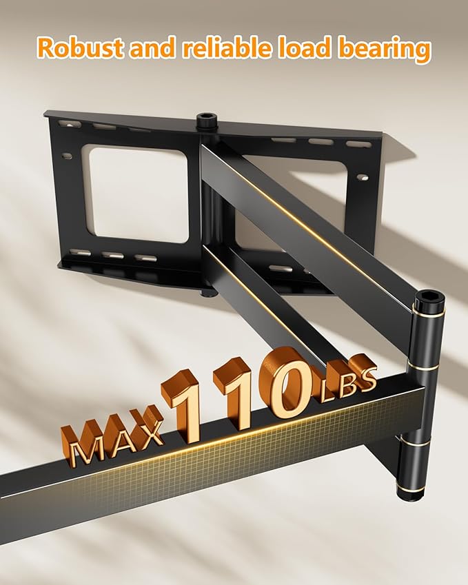 FORGING MOUNT Long Extension TV Mount Full Motion Wall Bracket with 42 inch Long Arm Articulating TV Wall Mount for 42 to 80 Inch Flat/Curve TVs, VESA 600x400mm Compatible, Holds up to 110 lbs