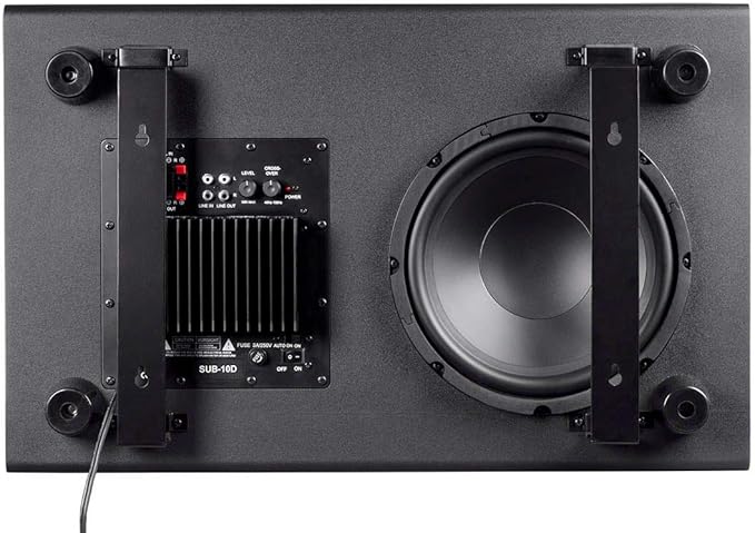 Monoprice SSW-10 - Powered Slim 10-Inch Ported Subwoofer, 150 Watt, Low Profile, Low Pass, Black