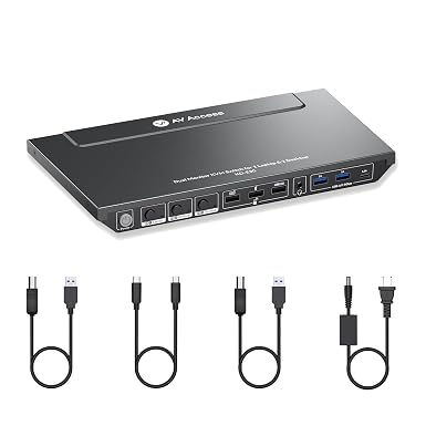 AV Access Docking Station KVM Switch 2 Monitors 1 Laptop & 2 Desktop PCs - Image 3