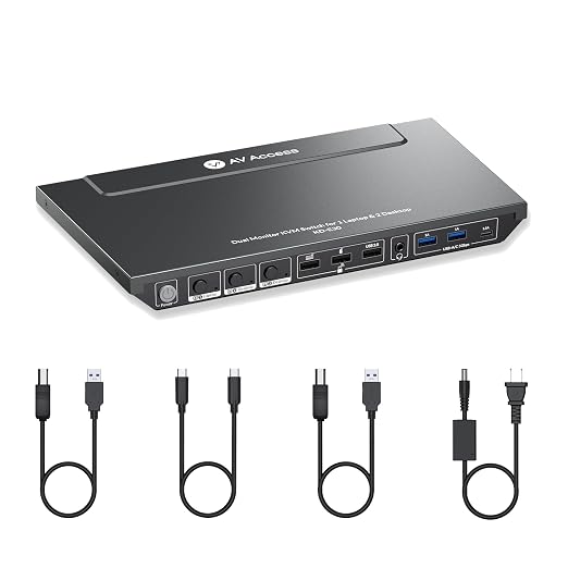 AV Access Docking Station KVM Switch 2 Monitors 1 Laptop & 2 Desktop PCs - Image 6