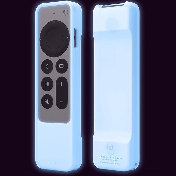 elago R1 Case Compatible with 2022 Apple TV 4K Siri Remote 3rd Gen, Compatible with 2021 Apple TV Siri Remote 2nd Gen- Magnet Technology, Lanyard, Full Access to All Functions [Nightglow Blue]