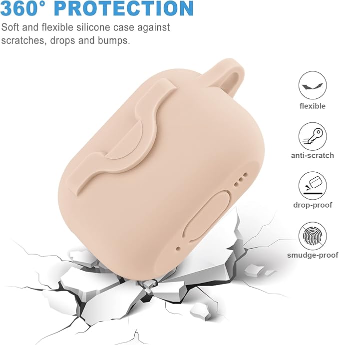 Secure Lock Case for Airpods Pro 2 Case with Cute Bling Keychain, Silicone Protective Case Cover for Airpods Pro 2nd Generation Case Women Girls - Milk Tea