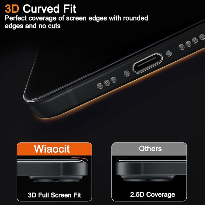 Wiaocit 3 Pack Tempered Glass Screen Protector for iPhone 14 with 3 Pack Camera Lens Protector, 9H Hardness, Bubble Free, Case Friendly