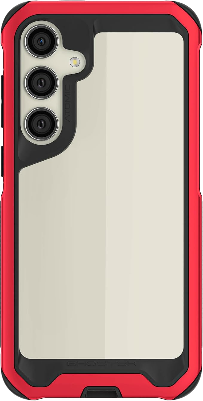 Ghostek Atomic Slim Galaxy S24 Plus Case with Shockproof Military Grade Aluminum Bumper, Clear Back and Wireless Charging Compatible Phone Cover Designed for 2024 Samsung Galaxy S24+ (6.7") (Red)