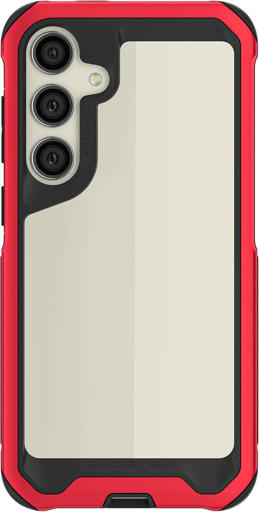 Ghostek Atomic Slim Galaxy S24 Plus Case with Shockproof Military Grade Aluminum Bumper, Clear Back and Wireless Charging Compatible Phone Cover Designed for 2024 Samsung Galaxy S24+ (6.7") (Red)