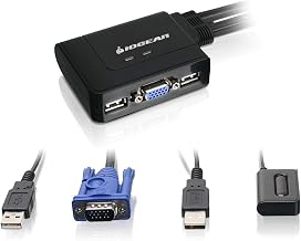 IOGEAR 2-Port USB VGA Cabled KVM Switch - 2048 x 1536 - Remote Button Switch - Plug n Play - PC, MAC, SUN - GCS22U - Image 1
