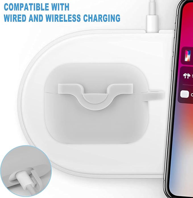 Secure Lock Case for Airpods Pro 2 Case with Cute Bling Keychain, Silicone Protective Case Cover for Airpods Pro 2nd Generation Case Women Girls - Grey