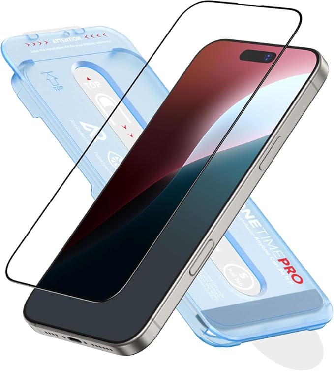 FLOLAB NanoArmour ONETIME PRO for iPhone 16 Pro Screen Protector, Anti-Reflective,PolarSpectra Anti-Rainbow, Tempered Glass, Ultra Clear, Infinity Edge