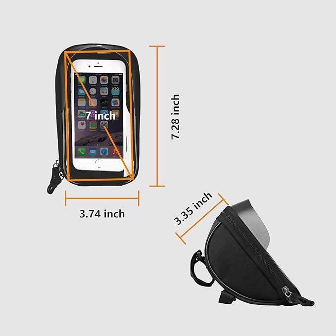 Qlife Bike/Bicycle Phone Front Frame Bag, Waterproof Bike Phone Holder,Cycling Pouch with Rain Cover, Bicycle Top Tube Bag, Bike Accessories for Phones up to 7"