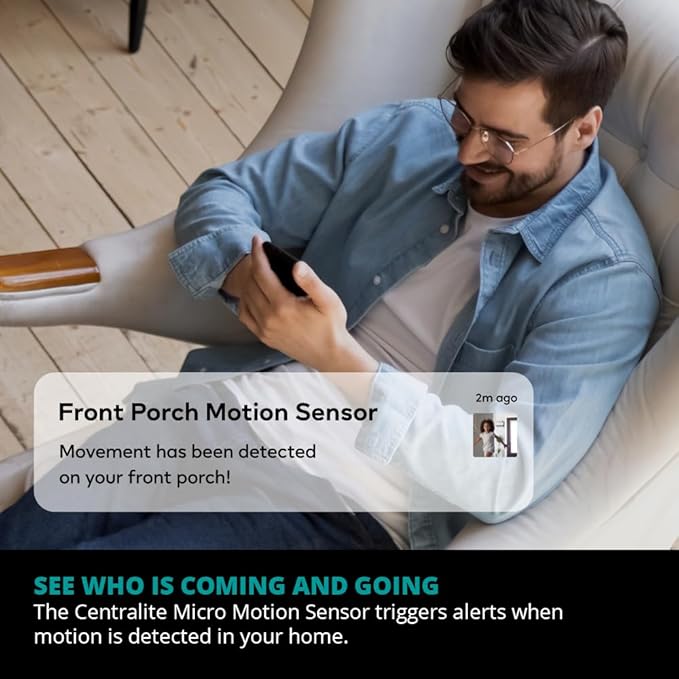by Ezlo Micro Motion Sensor - Home Automation and Security - Lighting Scenes, Security Alarm, Alerts upon Motion Detection - Zigbee