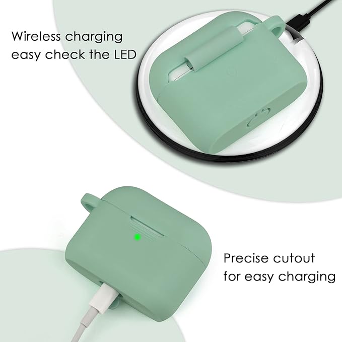 Filoto Silicone Airpod 3rd Generation Case Cover with Bracelet Keychain, Cute Protective Case for Apple Air Pod 3 Wireless Charging Case Women Girl, Cactus Green
