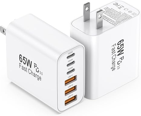 USB C Charging Blocks, 65W USBC Wall Fast Charger Block, Type C iPhone USB C Charger Fast Charging Brick, 6 in 1 Multiport Charger Plug Power Adapter for iPhone 17/16/15/14/13 Pro Max, iPad, GalaxyS25