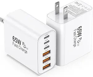 USB C Charging Blocks, 65W USBC Wall Fast Charger Block, Type C iPhone USB C Charger Fast Charging Brick, 6 in 1 Multiport Charger Plug Power Adapter for iPhone 17/16/15/14/13 Pro Max, iPad, GalaxyS25