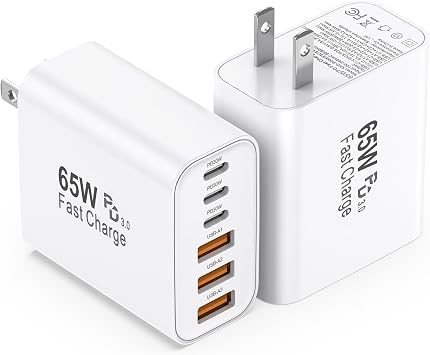USB C Charging Blocks, 65W USBC Wall Fast Charger Block, Type C iPhone USB C Charger Fast Charging Brick, 6 in 1 Multiport Charger Plug Power Adapter for iPhone 17/16/15/14/13 Pro Max, iPad, GalaxyS25