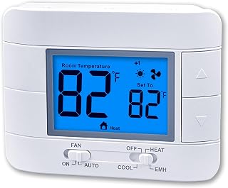 Thermostat Non Programmable Heat Pump Thermostat for House 2H/1C, with Large LCD Display of Room Temperature and Humidity