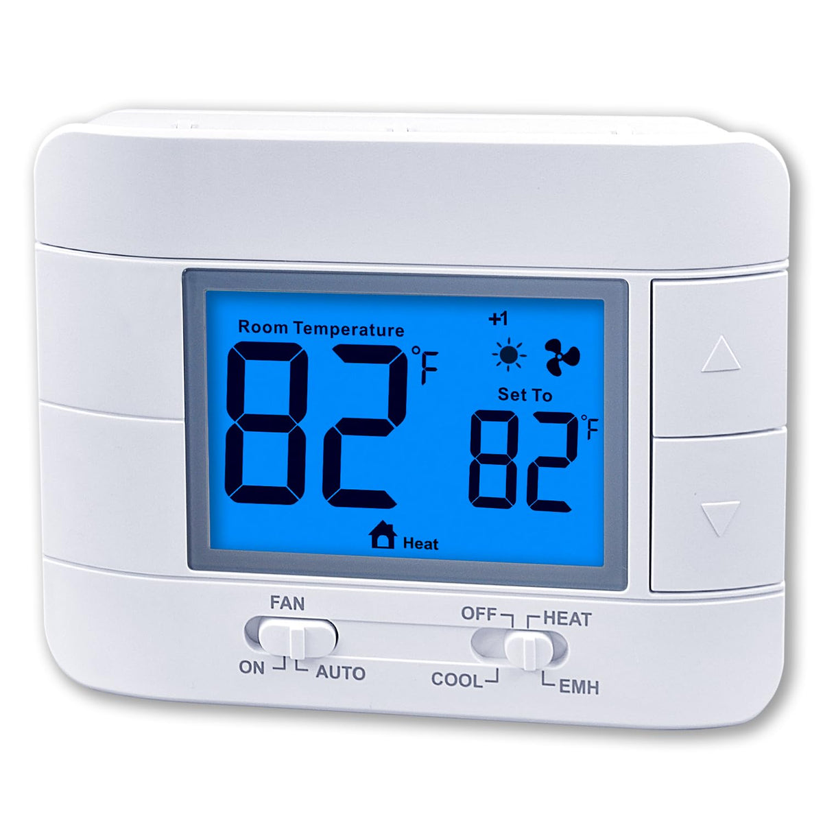 Thermostat Non Programmable Heat Pump Thermostat for House 2H/1C, with Large LCD Display of Room Temperature and Humidity