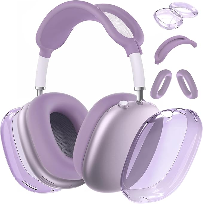 for AirPods Max case Cover,Anti-Scratch Ear Pad Case Cover/Ear Cups Cover/Headband Cover for AirPods Max. Clear Soft TPU and Silicone,Skin Scratch Proof.