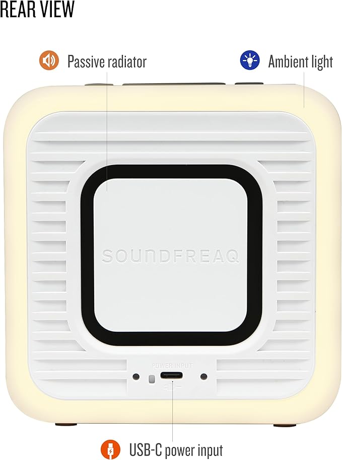 Soundfreaq Sound Spot II SFQ-18: Portable Bluetooth Speaker with Powerful Bass, Nature Sounds, Ambient Light, and Speakerphone (White)