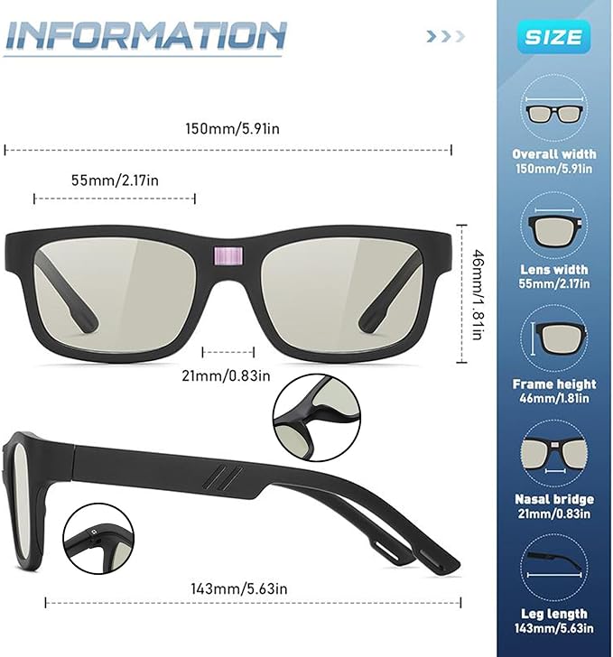 Paleshy 0.1s Auto-Tinting Sunglasses for Men & Women, Polarized Photochromic Glasses with Dual UV400, All-Weather Lightweight Glasses for Driving, Cycling, Fishing, Golf, Night