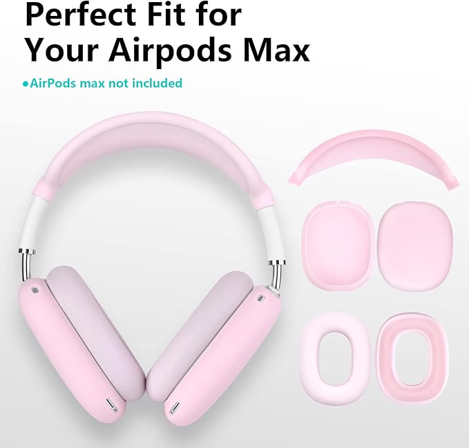 Filoto Case for Airpods Max Headphones, Ear Pad Case Cover/Ear Cups Co ver/Headband for AirPods Max (USB-C/Lightning)(2024/2020), Silicone for Apple Airpod Max, Accessories Cases(Pink)