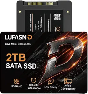 Internal 2TB SATA SSD, 2.5 Inch SSD SATA III 6Gb/s, Solid State Drive, Up to 520MB/s Read Speed, 3D NAND Flash, Compatible with Laptop & Desktop PC