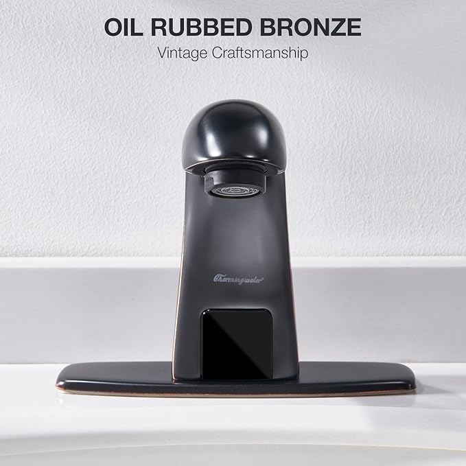 Charmingwater Touchless Bathroom Sink Faucet with Automatic Sensor, Motion Bathroom Faucet with Hole Cover Plate, Oil Rubbed Bronze