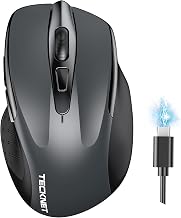 TECKNET Wireless Mouse, BT 5.0/2.4G, Rechargeable 6-DPI Silent, Grey - Image 1